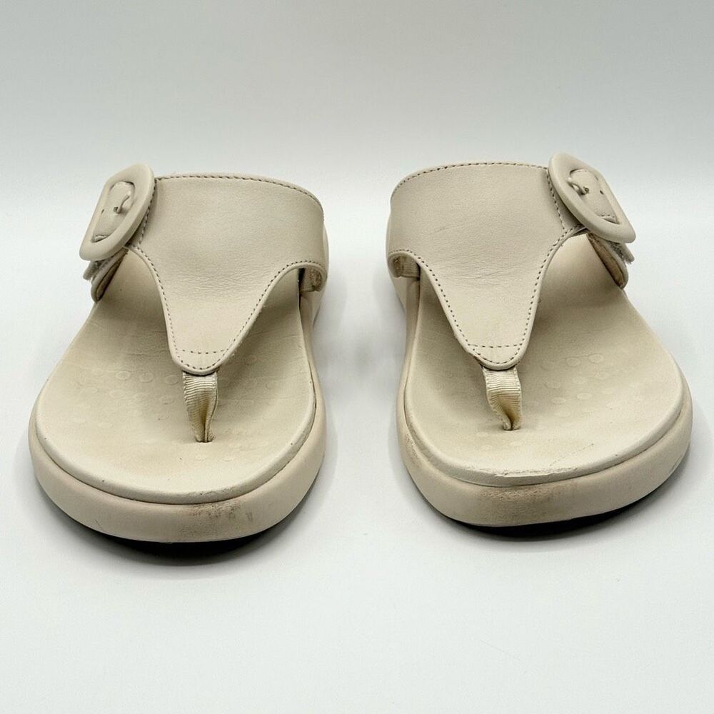 Vionic Activate RX Leather Flip Flop Sandals in Cream Off White - Women’s US 7W - Picture 2 of 10